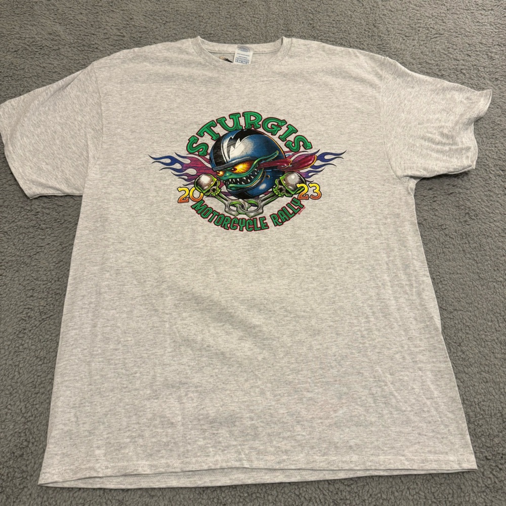 Sturgis 2023 Motorcycle Rally Gray T Shirt Funny Men’s Size‎ Xl Bobber Monster